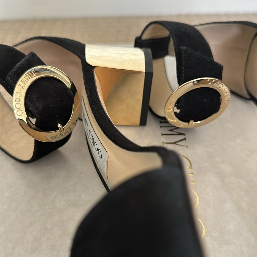 Black Suede 36.5 Jimmy Choo Jaimie 40 Sandals - Picture 3 of 6